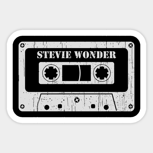 Stevie Wonder - Vintage Cassette White Sticker by FeelgoodShirt